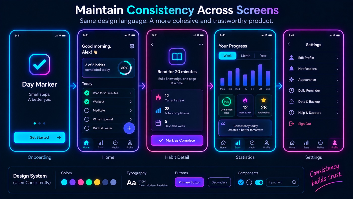 Maintain consistency across screens